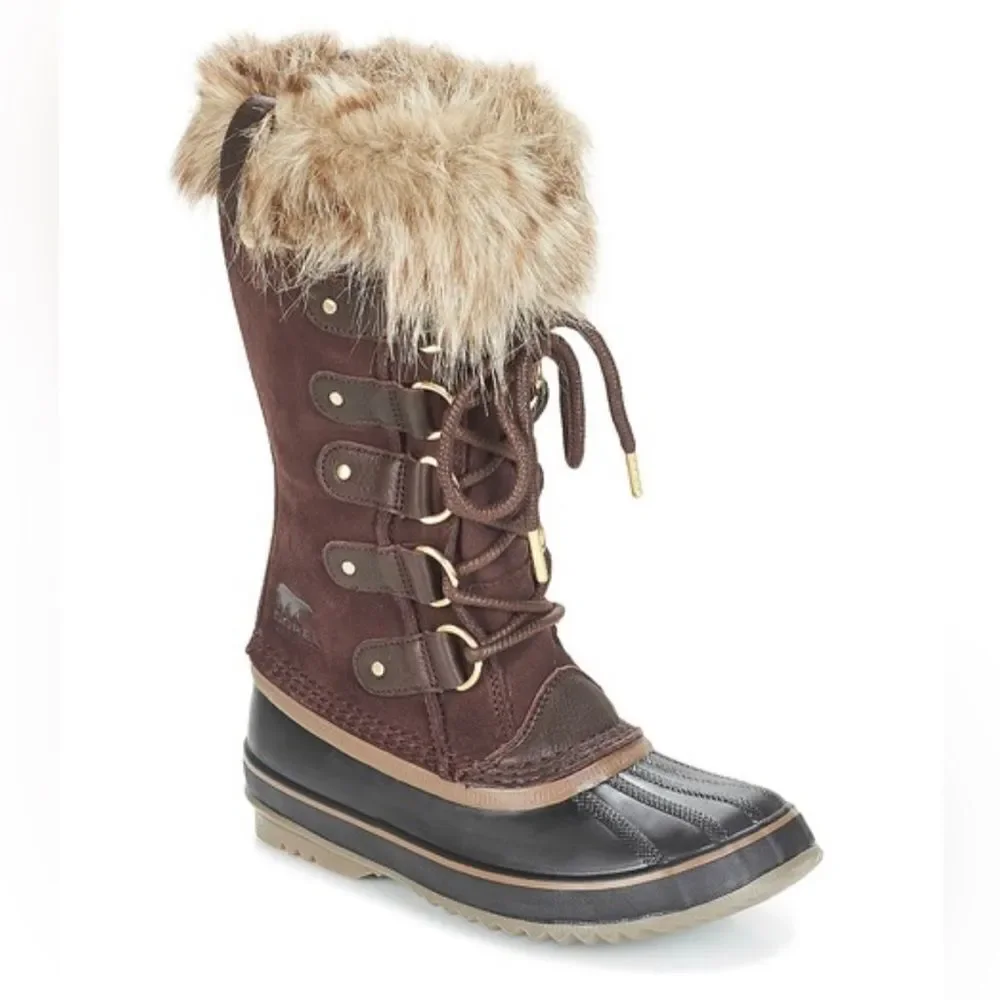 SOREL Joan Of Artic Snow Boots Women's 6 Brown Faux Fur Waterproof Insulated